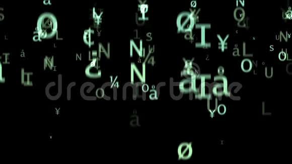数字绿色符号落在黑色背景上视频的预览图