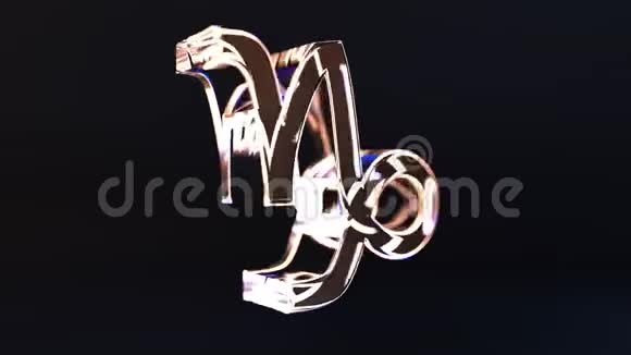 旋转玻璃摩羯座十二生肖可循环三维动画视频的预览图