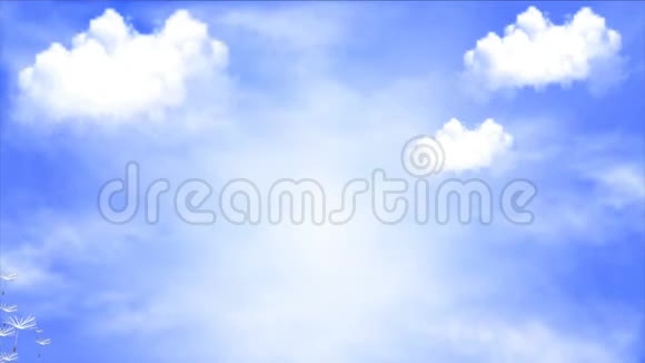 用云彩将蒲公英飞向天空视频的预览图