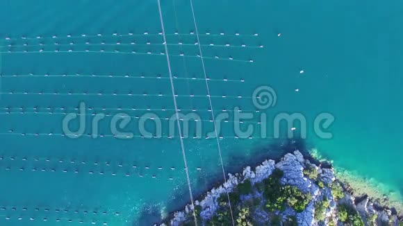 克罗地亚贝壳养殖鸟瞰图视频的预览图