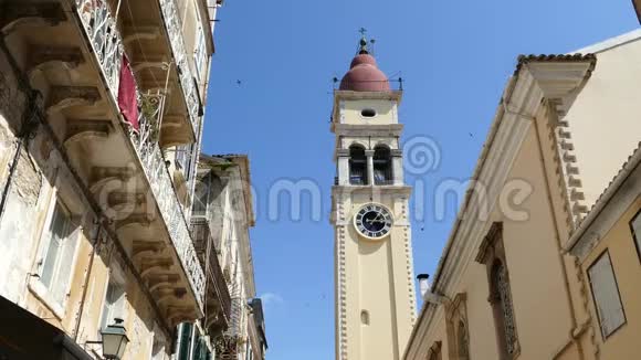希腊科孚岛克尔凯拉圣斯皮里登钟楼教堂视频的预览图
