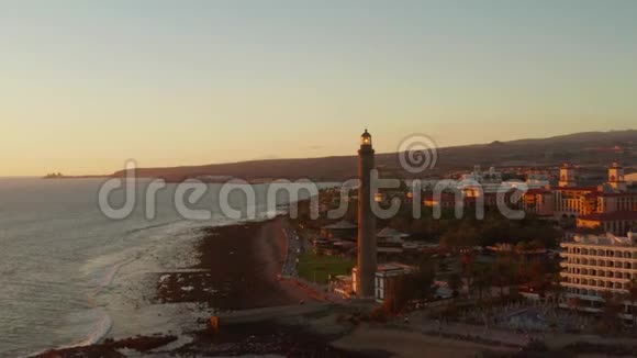 加那利岛Meloneras区的航空灯塔景观视频的预览图