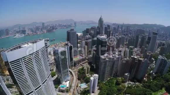 美丽的蓝天香港城市航空视频的预览图