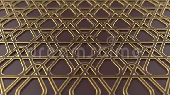 阿拉伯循环几何图案棕色和金色伊斯兰三维主题视频的预览图