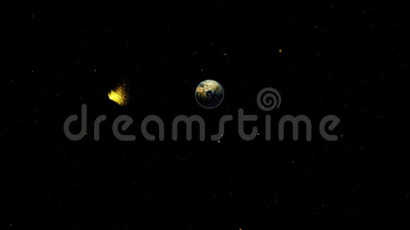 模拟地球在黑色空间的运动视频的预览图