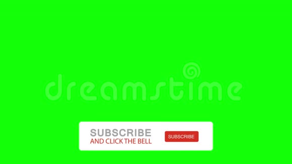 订阅并点击绿色背景上的钟浮横幅带有色度键的高清动画视频的预览图