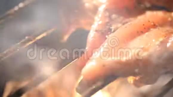 烤鸡排火烧烤视频的预览图