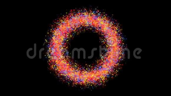 带有彩色粒子环的抽象背景视频的预览图