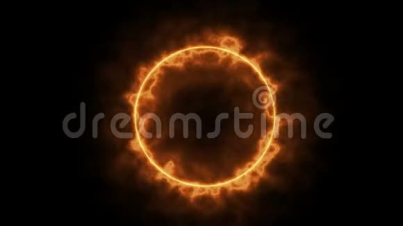 在黑暗的背景上抽象的炽热的圆圈闪亮的圆形横幅视频的预览图
