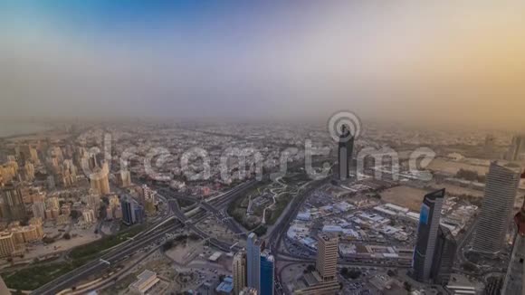 科威特城市景观时间推移是科威特的首都日落时间视频的预览图