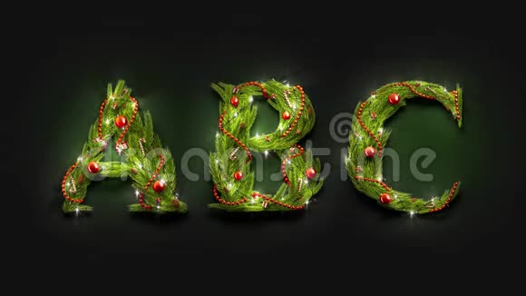 装饰abc字母从新年字体与花环模型视频的预览图