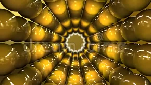 抽象金属球透视隧道三维动画视频的预览图