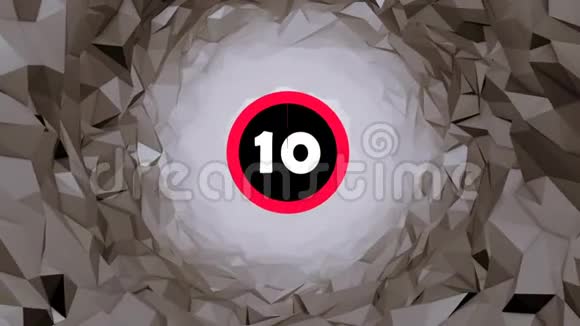 简单的倒计时与圆圈擦拭顺时针从10到1抽象的三维洞穴动画视频的预览图