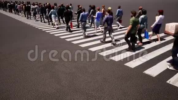 人们走人行横道繁忙的街道斑马线商业人士很多人晴天上景视频的预览图