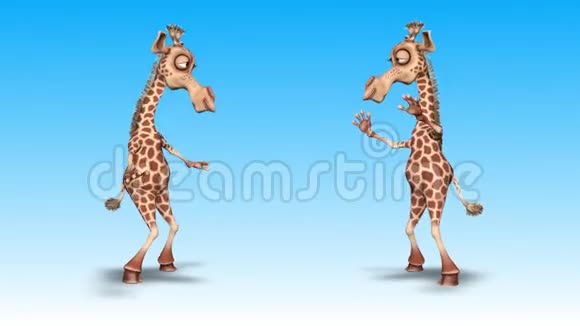 长颈鹿3D有趣的角色2个视频循环背景和阿尔法频道视频的预览图