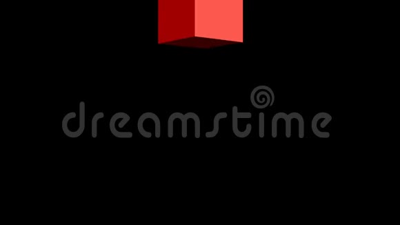旋转红色立方体改变其形状为文本创建一个框架并留下场景视频的预览图