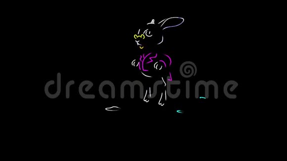 爱丽丝漫游仙境兔子手绘黑色背景视频的预览图