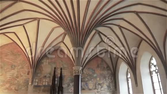 波兰马尔博克城堡的轻型哥特式天花板视频的预览图