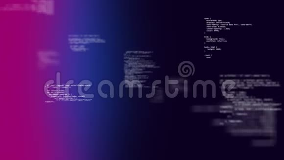 在粉色紫色和深蓝色背景上移动的二进制代码视频的预览图