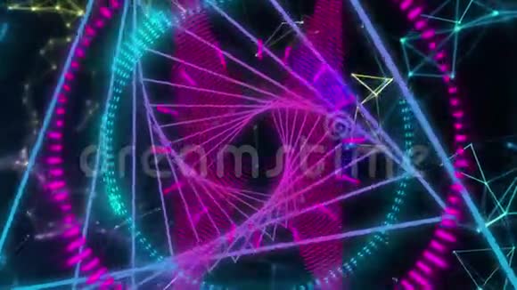 五颜六色的形状在黑色背景上旋转视频的预览图
