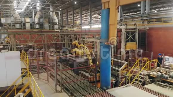 自动化工业设备正在一家现代化工厂搬迁砖块视频的预览图