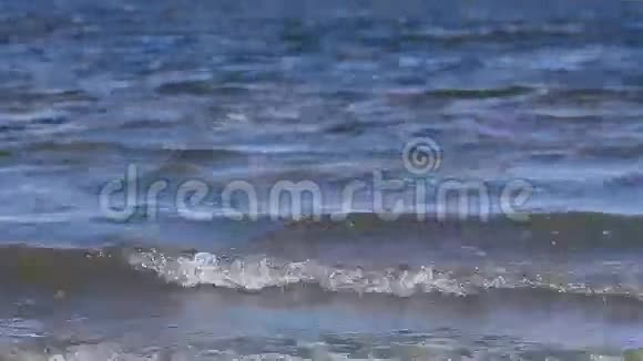 被污染的水波流到海岸视频的预览图