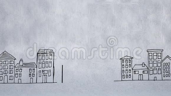 城市景观中两栋建筑物的数字动画视频的预览图