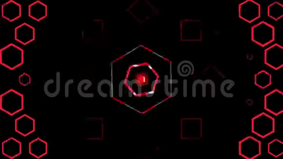 黑色上红色六边形的万花筒视频的预览图