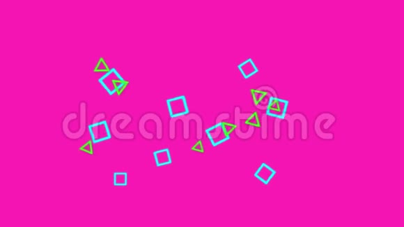 在明亮的粉红色背景上移动方块和圆圈视频的预览图