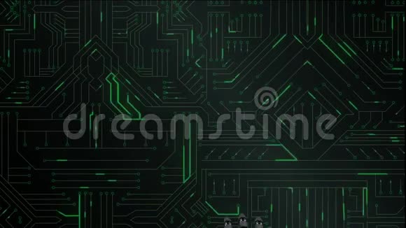 机器人手和发光的绿色电路板视频的预览图