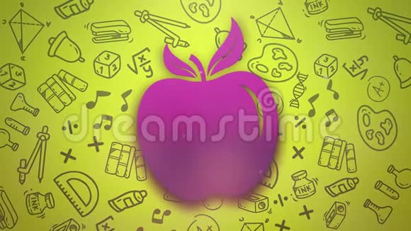 学校元素的特写镜头与苹果的教育背景视频的预览图