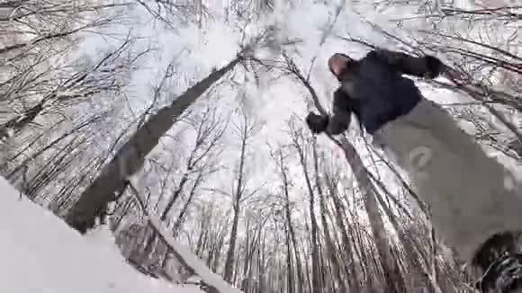 人在冬林中滑雪视频的预览图