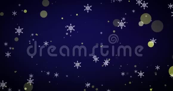 金色雪花和波克灯在蓝色的圣诞背景视频的预览图