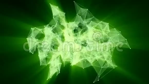 绿色神经丛网络向霓虹灯中国文字转换的动画欢迎视频的预览图