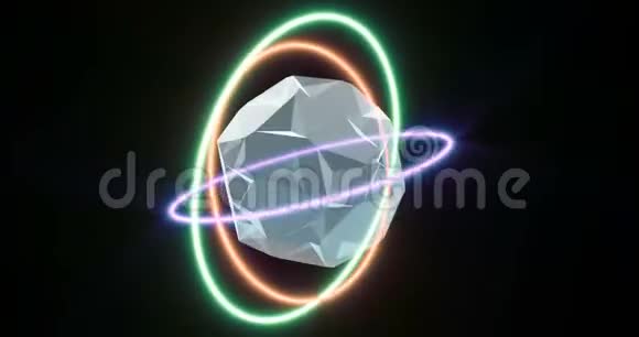 透明背景上的抽象霓虹灯圈动力能量元件灯泡图标圆形空间背景视频的预览图