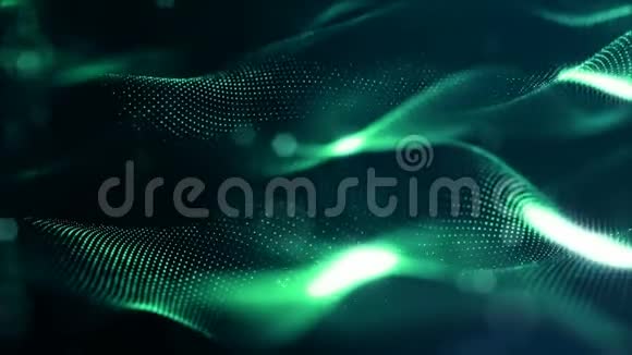 微世界或纳米技术绿色背景无缝循环动画与辉光粒子抽象科幻虚拟视频的预览图