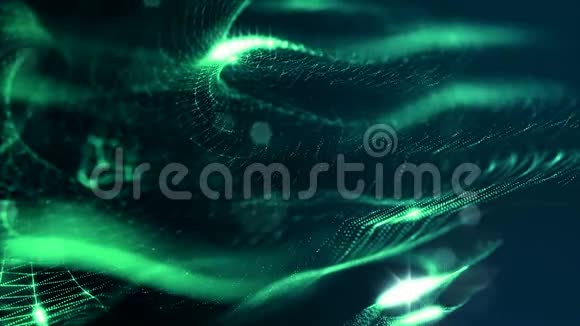 微世界或纳米技术绿色背景无缝循环动画与辉光粒子抽象科幻虚拟视频的预览图
