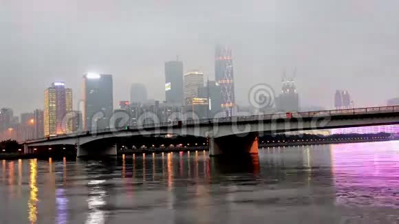 珠江新城CBD晚上广州中国视频的预览图