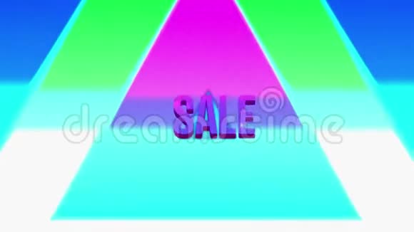在绿色和蓝色背景上有彩色三角形移动的销售图形视频的预览图
