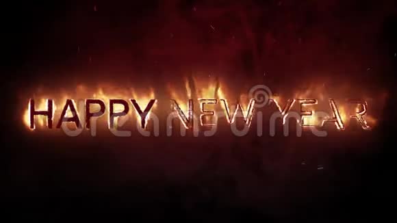 黑色背景的火焰中新年快乐视频的预览图