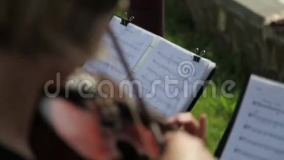女音乐家在管弦乐队中演奏小提琴视频的预览图