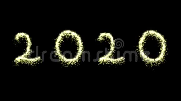 2020年粒子在黑色背景下闪闪发光新年庆典背景视频的预览图