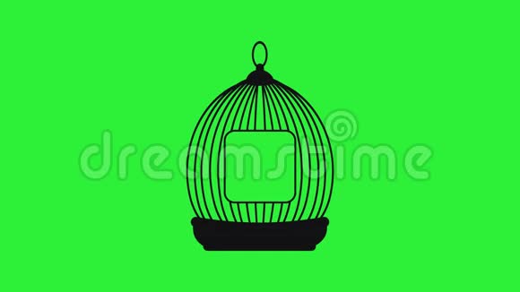 绿色屏幕上打开鸟笼的动画绿色背景下的笼子视频的预览图