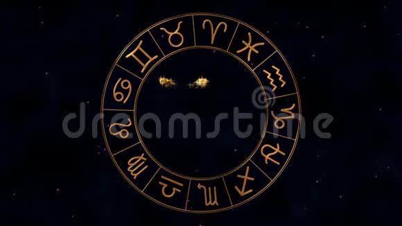 黄金黄道星座星盘中心有摩羯星座视频的预览图
