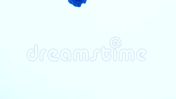水中的蓝墨水创意慢动作在白色背景上视频的预览图