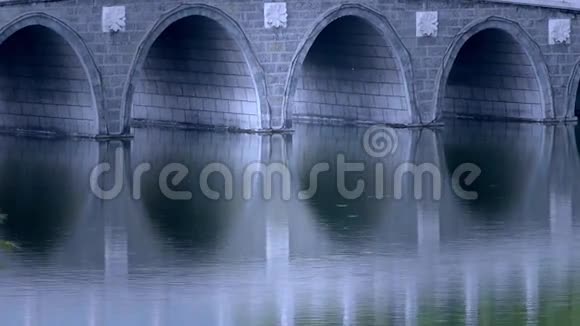 柳树公园湖上的拱桥视频的预览图