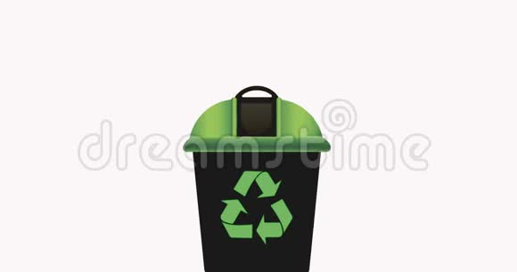 废品用绿色盖子回收箱回收标志零浪费4K视频视频的预览图