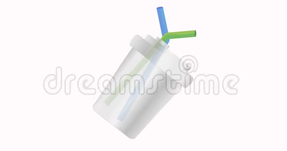 一次性塑料杯与饮用吸管没有塑料污染问题环境保护4K视频视频的预览图