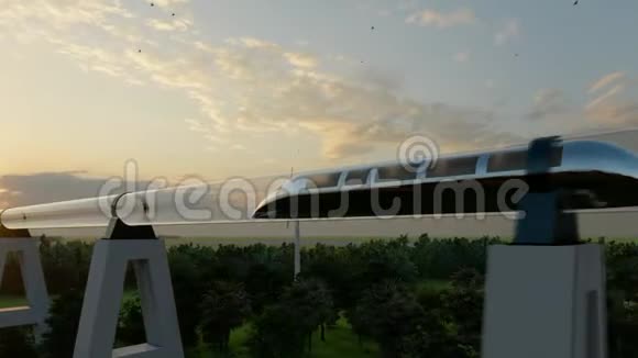 玻璃管内单轨磁悬浮超环的列车高速运行视频的预览图