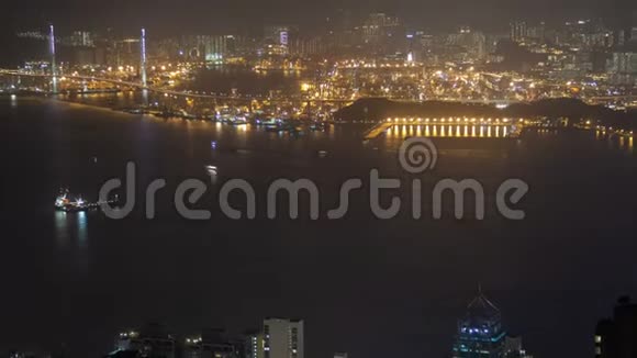 香港城市夜晚时光流逝中国放大视频的预览图